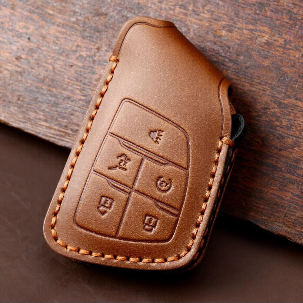 Remote Car Key Cover Case Fob Leather Holder Shell For Gmc Yukon Chevy Suburban Brown