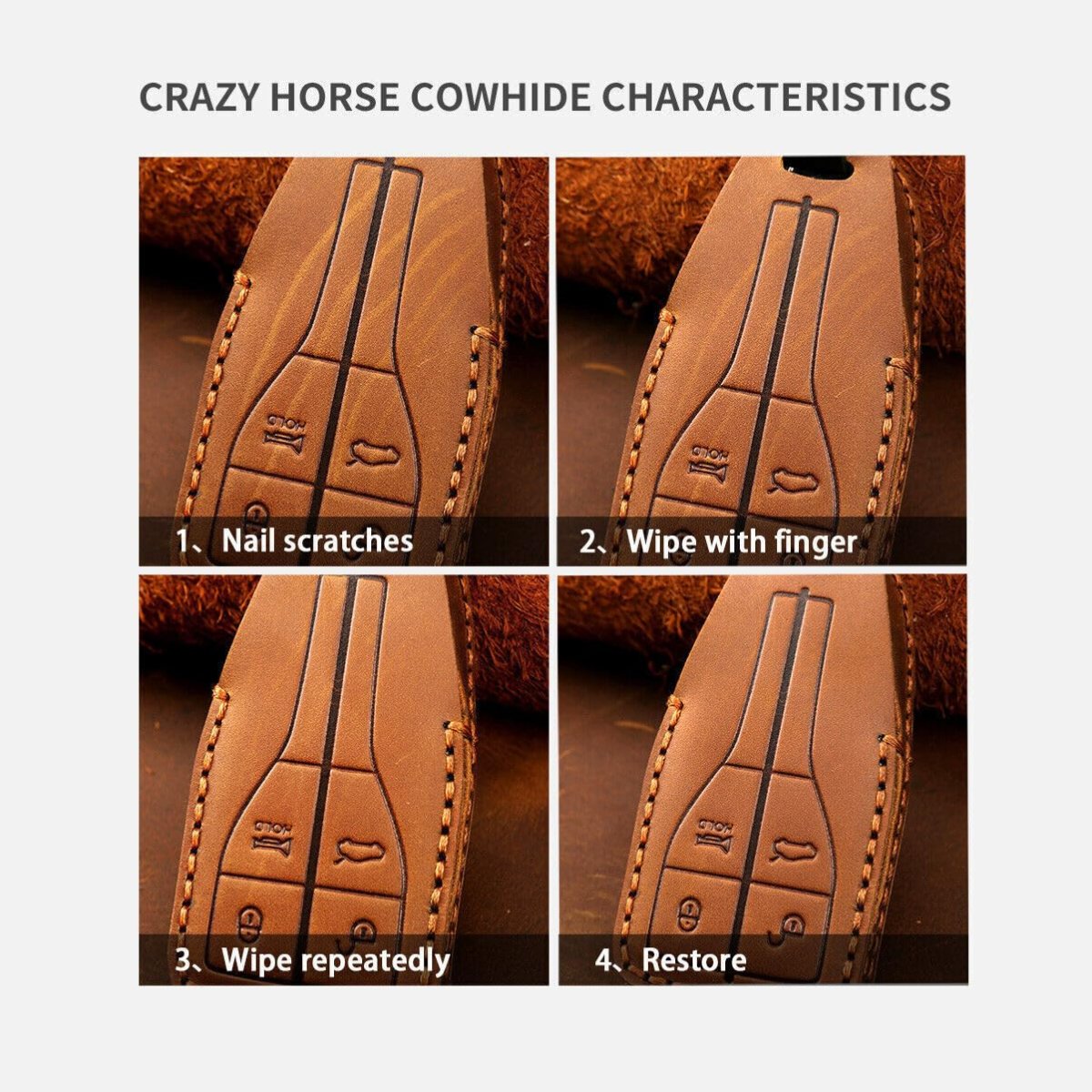 Remote Car Key Cover Case Fob Leather Holder Shell For Gmc Yukon Chevy Suburban Brown