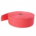 Mallofusa 2 X 50 15m Red Exhaust Heat Wrap Roll For Motorcycle Fiberglass Shield Tape With 5 Stainless Zip Ties