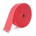 Mallofusa 2 X 50 15m Red Exhaust Heat Wrap Roll For Motorcycle Fiberglass Shield Tape With 5 Stainless Zip Ties