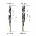 Uxcell Reduced Shank Drill Bit Set 14 5mm 15mm Titanium Nitride Coated High Speed Steel 4341 Tri-flat Drilling Tool For