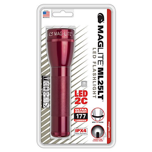 Ml25lt Led 2 Cell C Tactical Flashlight Red Aluminum Adjustable Beam And Candle Mode Ml25lt-s2036