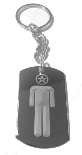 Paganism Pentagram Religious Symbol Metal Ring Keychain Stainless Steel Modern Diamond Shape Key Chain For Unisex Adults