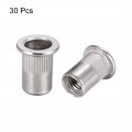 Uxcell M8 304 Stainless Steel Rivet Nuts Flat Head Insert 30 Pcs