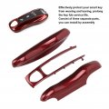 Fydun Car Remote Control Key Protective Cover Fob Assembly 3 Parts For Cayenne Panamera 911 Taycan Cherry Red