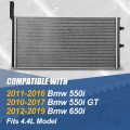 Dpi 13475 Factory Style 1-row Cooling Auxiliary Radiator Compatible With Bmw 550i Gt 650i 4 4l 2010-2019 Aluminum Core