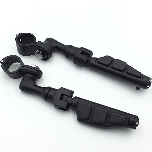 Hk Group Motorcycle Black Short Angled Adjustable Peg Mounting Kit Flat End Footrest Foot Pegs For V-star Roadstar Suzuki