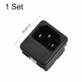 Uxcell 10a 250v Ac 3 Pin Iec320 C14 Male Inlet Connector Plug Power Socket Iron Copper Square Tuc Outlet 1set