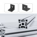 Uxcell 2020a Aluminum Extrusion Profile Corner Bracket 2 Holes L-shape Right Angle Joint Connectors Black 12 Pcs