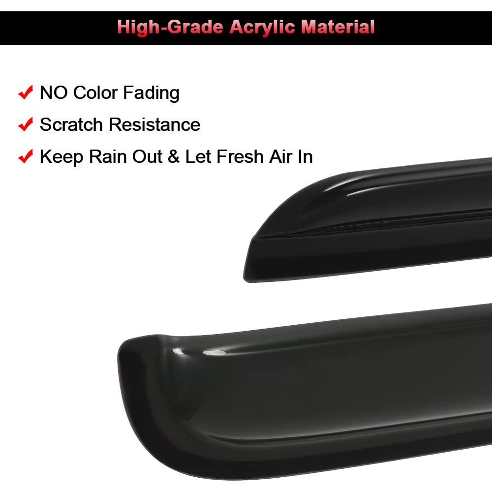 Side Window Deflectors For 2007 To 2018 Jeep Wrangler And Jk Outside Mount Rain Guards With Smoked Tint 4 Piece Set