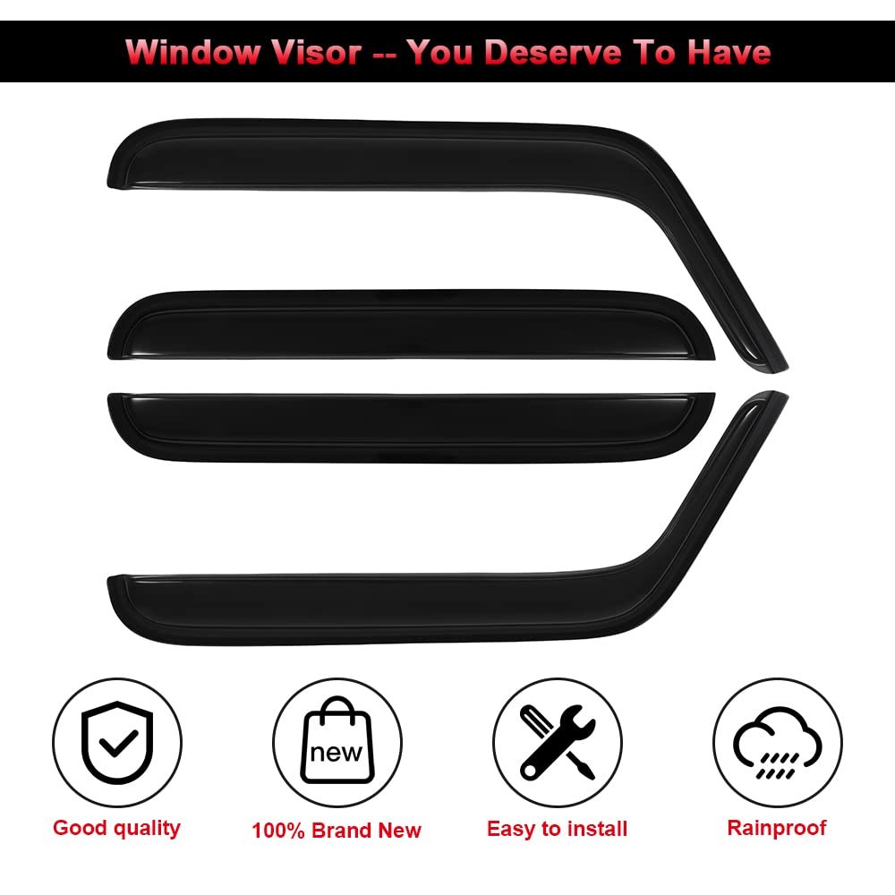 Side Window Deflectors For 2007 To 2018 Jeep Wrangler And Jk Outside Mount Rain Guards With Smoked Tint 4 Piece Set
