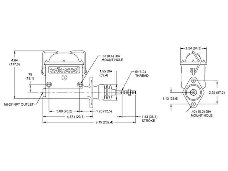 Wilwood 260-6765 High Volume Aluminum Master Cylinder 7 8 Bore