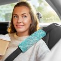 Odawa Glow Blue Glittering Car Seat Belt Cover Protector Soft Comfort Cushion Shoulder Strap 2 Pcs Seatbelt Helps Protect Your