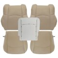 Driver And Passenger Bottom Top Lean Back Perforated Leather Seat Cover Tan Foam Cushion For Dodge Ram 2500 3500 4500 5500 