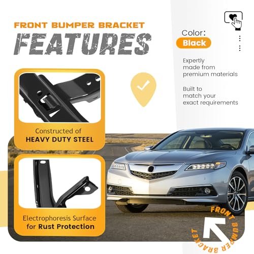 Front Bumper Bracket For 2015-2017 Acura Tlx Driver Side Left Replace 71190tz3a00 Ac1042105 Steel Electrophoresis Primed Black