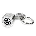 Jeep Willys Star Logo In White Chrome Finish Engine Piston And Rod Metal Key Chain