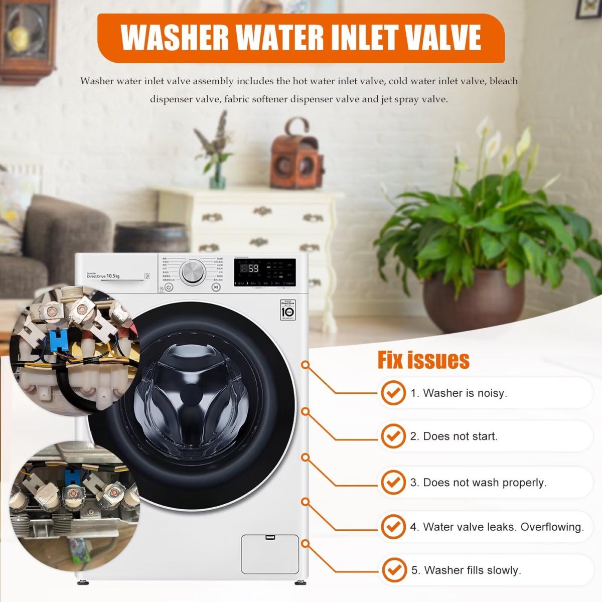 Aju73213301 Water Inlet Valve For Lg And Kenmore Top Load Washers 5 Coil Design Replaces Aju75152601 5221ea1008f 33090048