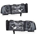 Headlights Fit Dodge Ram 1500 1994-2001 Fit 2500 3500 1994-2002 Not Sport Headlamps W O Bulbs Smoky Lens Chrome Housing Clear 