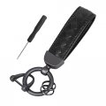 Auceli Genuine Leather Car Keychain Sheepskin Key Fob Holder Keys Organizer With 360 Degree Rotatable Anti-lost D-ring Black 