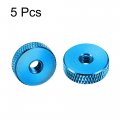 Uxcell Flat Knurled Nut M5 X 16mm 5mm Thumb Nuts Lock Adjusting Aluminum Alloy Blue 5pcs