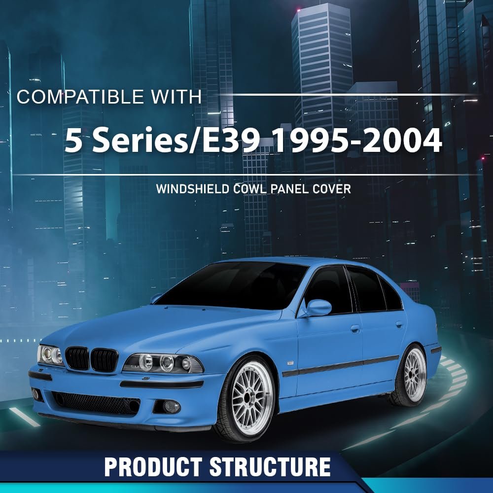 Windshield Cowl Panel Cover For Bmw 5 Series E39 1995-2004 51718159292 Black