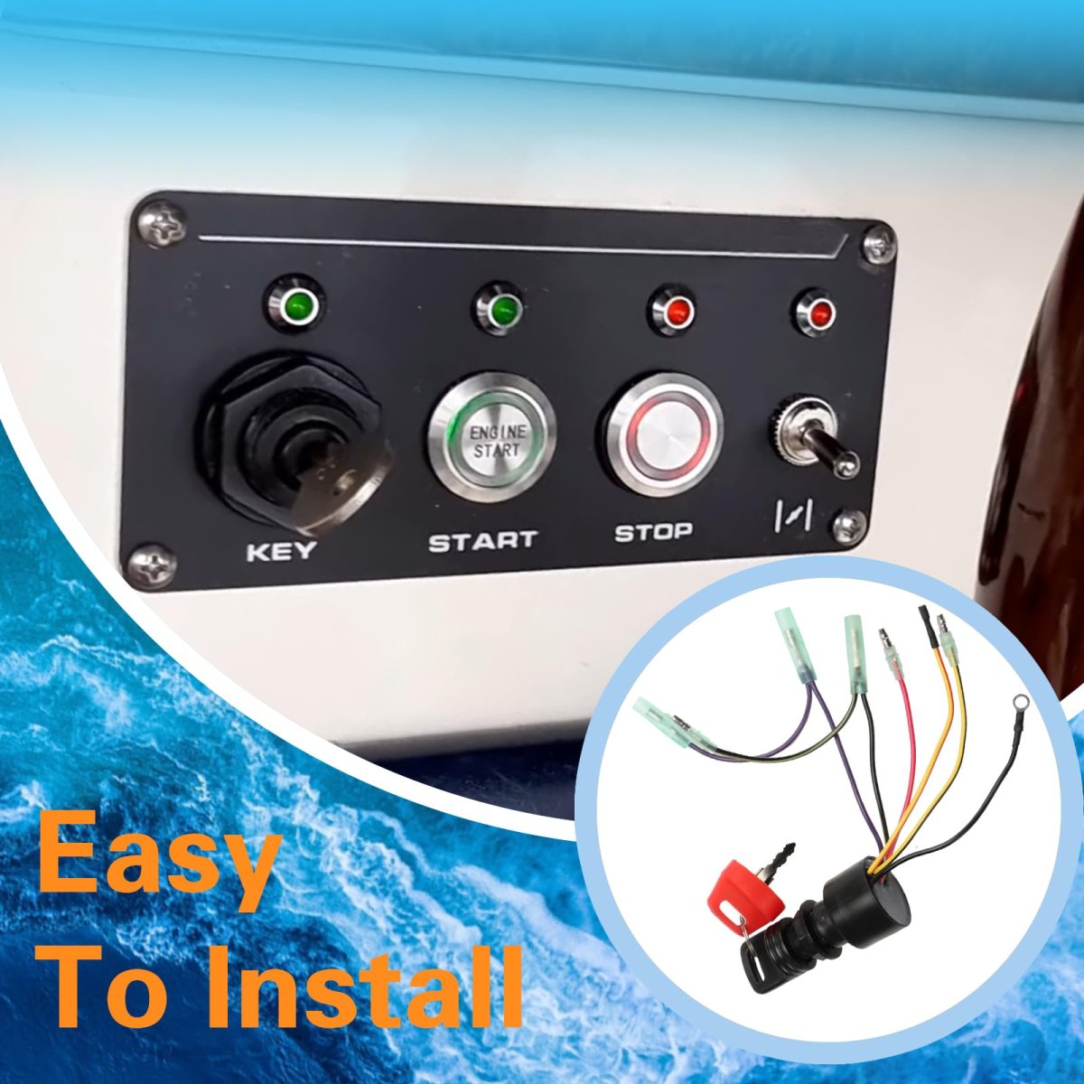 Boat Ignition Switch With 2 Keys For Mercury Sierra Mariner Outboard Motor Control Box 3 Position 6 Wire Replace 87-17009a5