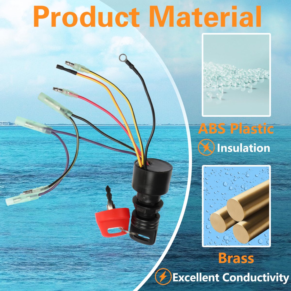 Boat Ignition Switch With 2 Keys For Mercury Sierra Mariner Outboard Motor Control Box 3 Position 6 Wire Replace 87-17009a5