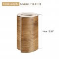 Uxcell Wood Grain Tape 5 91 X16 Ft Wall Paper Border Sticker Self-adhesive Repair Patch With Scraper For Corner Table Door Sofa