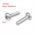 Uxcell M6x20mm Machine Screws Pan Phillips Cross Head Screw 304 Stainless Steel Fasteners Bolts 10pcs