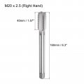 Uxcell Metric Thread Tap M20 X 2 5 H2 160mm Extra Long Straight Flute Screw Milling Machine Taps Threading Tapping Repair Tool