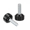 M4 X 16mm Metric Male Thread Knurled Clamping Knobs Grip Thumb Screw On Type Hand Handle Bolt With Plastic Black 8 Pcs 