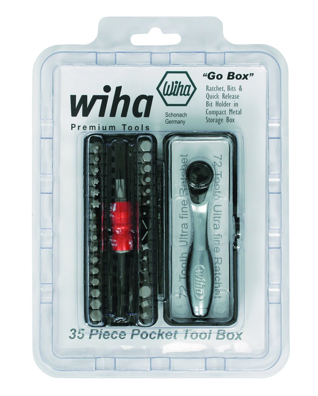 Wiha 74996 35 Piece Bit Ratchet Compact Storage Box Set