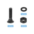 M6 X 20mm Carriage Bolt Kit 12 Set Round Head Square Neck Screws Bolts Includes Washers And Nuts Carbon Steel Black Oxide For