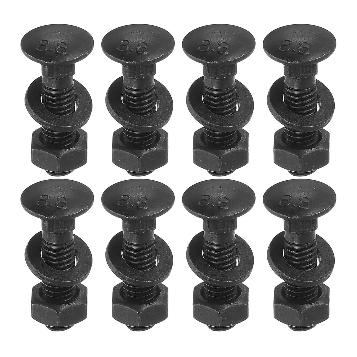 M6 X 20mm Carriage Bolt Kit 12 Set Round Head Square Neck Screws Bolts Includes Washers And Nuts Carbon Steel Black Oxide For
