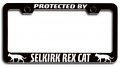 Protected By Selkirk Rex Cat License Plate Frame Black Heavy Duty Steel Metal Tag Holder For Us And Canada Vehicles 12 5 X 6 In