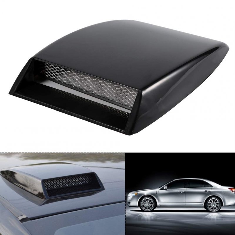 Bonnet Vent Cover Universal Car Hood Simulation Decorative Air Outlet Flow Intake Scoop Sticker Black
