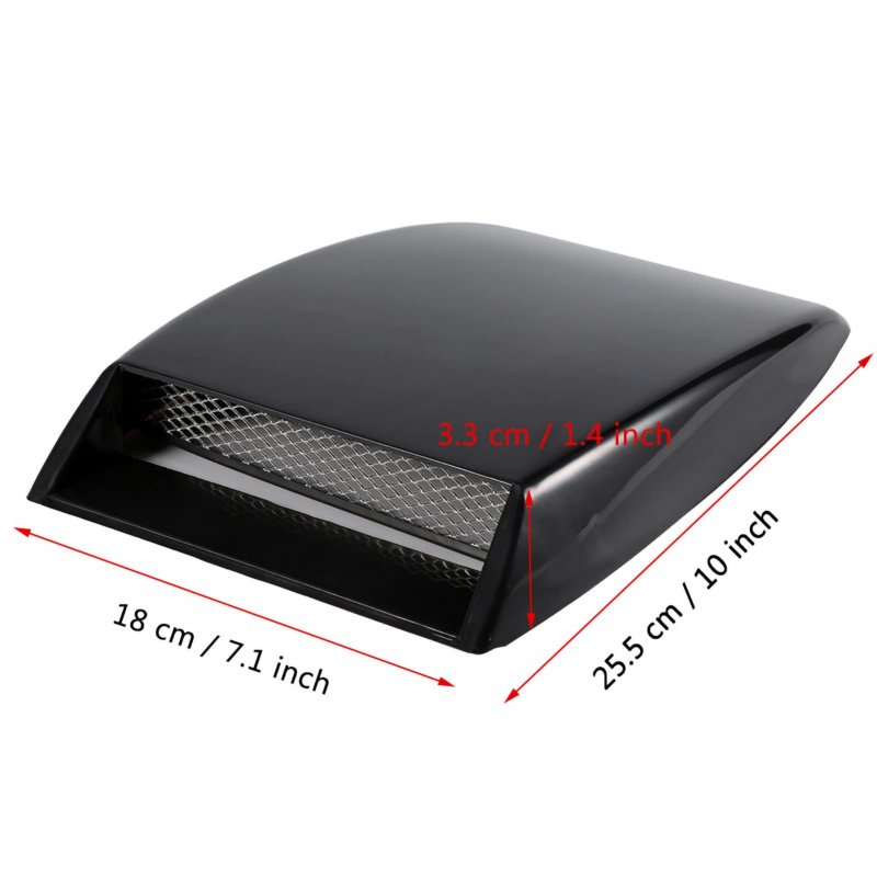 Bonnet Vent Cover Universal Car Hood Simulation Decorative Air Outlet Flow Intake Scoop Sticker Black