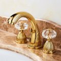Retro Style Antique Two Handles Bathroom Faucets Brass Black Gold Sliver Three Holes Widespread Bath Taps Crystal Handle Sink 