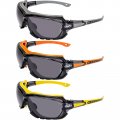3 Pairs Octane Padded Motorcycle Sunglasses Safety Glasses With Grey Orange And Yellow Gaskets Smoke Polycarbonate Lenses Ansi 