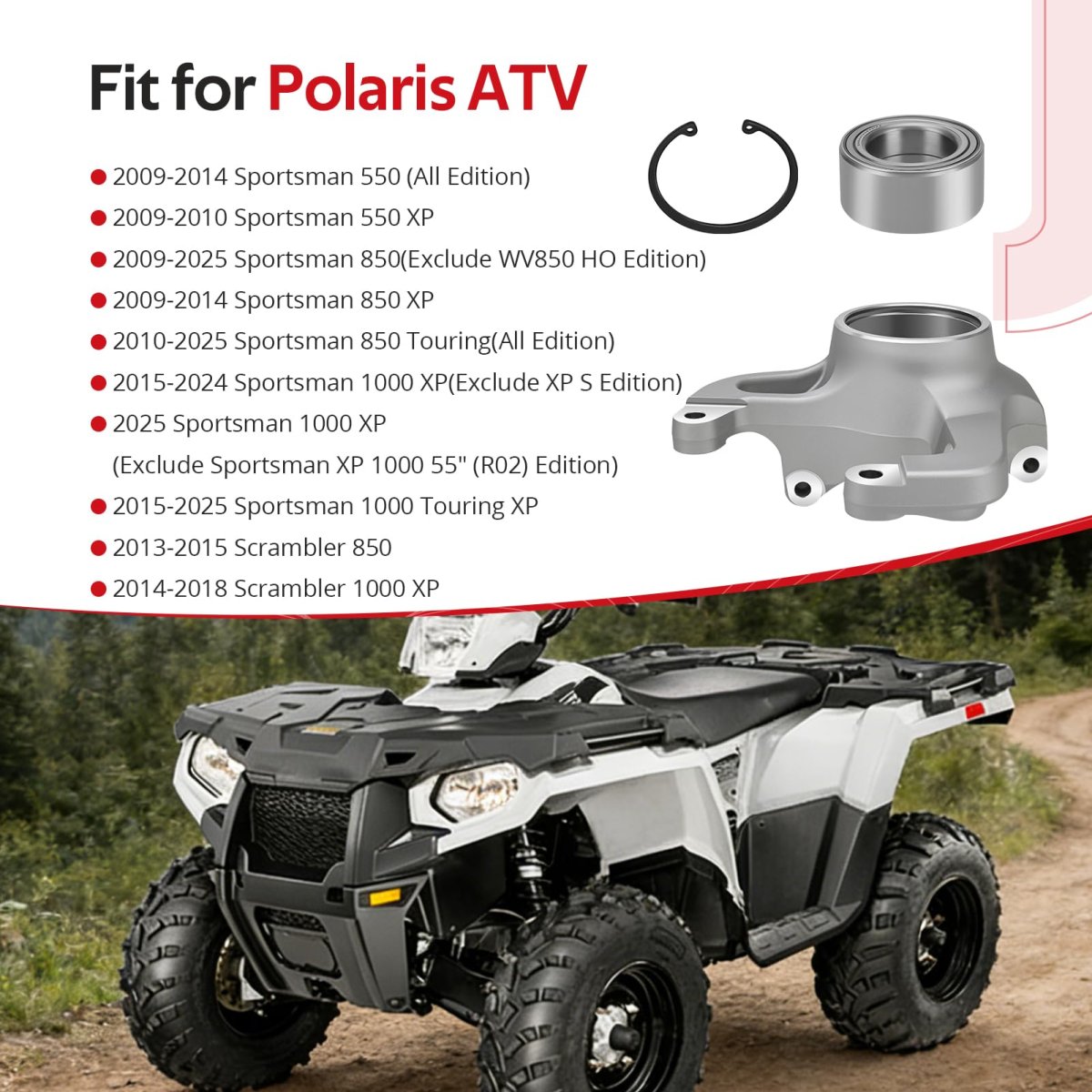 Front Right Steering Knuckle Bearing Kit Fit For Polaris Sportsman Scrambler 550 850 1000 2009-2025 O E M