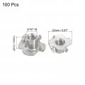 Uxcell 5 16 -18 T-nut 100pcs 304 Stainless Steel 4 Pronged Tee Nuts For Furniture Woodwork Cabinetry Threaded Insertion