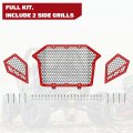 Elitewill Aluminum Front And Side Mesh Grille Full Kit With Red Powder Coating Fit For Polariszr Pro R Turbo R