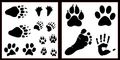 Auto Vynamics Stickerpack-footprintset01-20-gbla Gloss Black Vinyl Detailed Animal Human Footprint Sticker Pack Features Tracks 