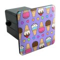 Graphics More Ice Cream Pattern With Rainbow Hearts Tow Trailer Hitch Cover Plug Insert 