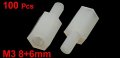 Uxcell M3 8 6mm Male Female Thread Nylon Hex Standoff Spacer Screw 100pcs