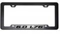 Erpart Black Carbon Fiber Look License Plate Frame With 6 0 L76 On Silver Highly Polished Real Aluminum Emblem