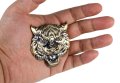 Tough Tiger With A Fierce Gaze And Open Mouth Metal 3d Emblem Badge Pre-adhesive For Car Motorcycle Spider Atv Fun Head Face