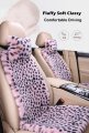 Seemehappy Fluffy Leopard Seat Covers For Cars Front Carseat Two Protectors With 2 Neck Pillows Truck Suv Auto-pink