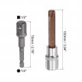 Uxcell T55 Torx Bit Socket 1 2 Square Drive Cr-v Sockets S2 Steel Bits 4 Length With Hex Shank Power Drill Adapter