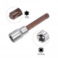 Uxcell T55 Torx Bit Socket 1 2 Square Drive Cr-v Sockets S2 Steel Bits 4 Length With Hex Shank Power Drill Adapter
